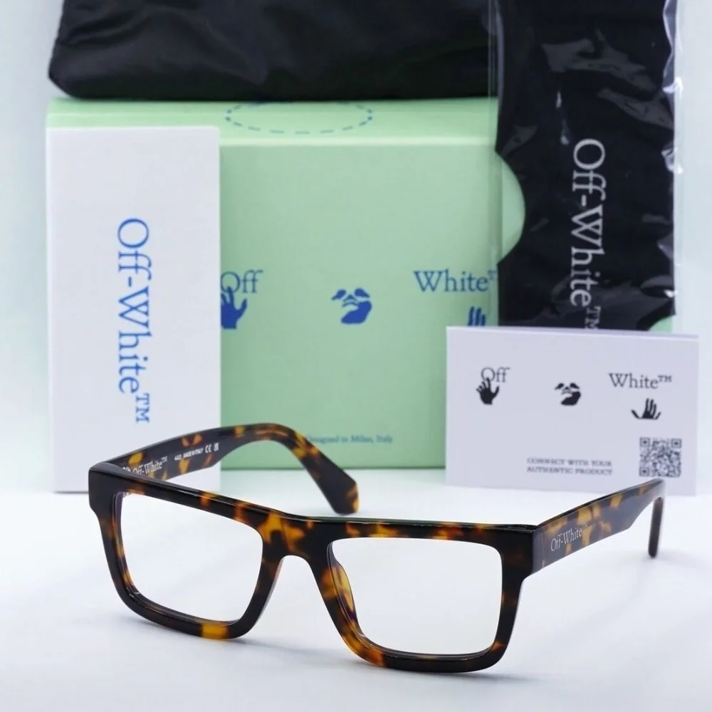 NWT Off-White Style 25 Havana Rectangle 54mm Eyeglasses